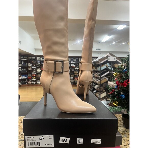 AAJ by Aminah Women's Ayida Pointed-Toe Buckled Tall Boots Size 8M Tan - Picture 3 of 7